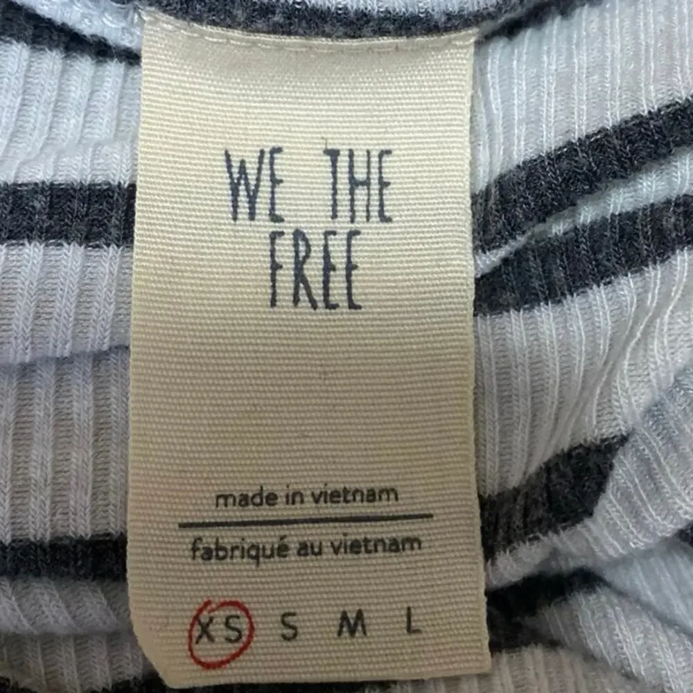 Free People Good Find White Black Striped Ruffle Long Bell Sleeve Sweater Top XS